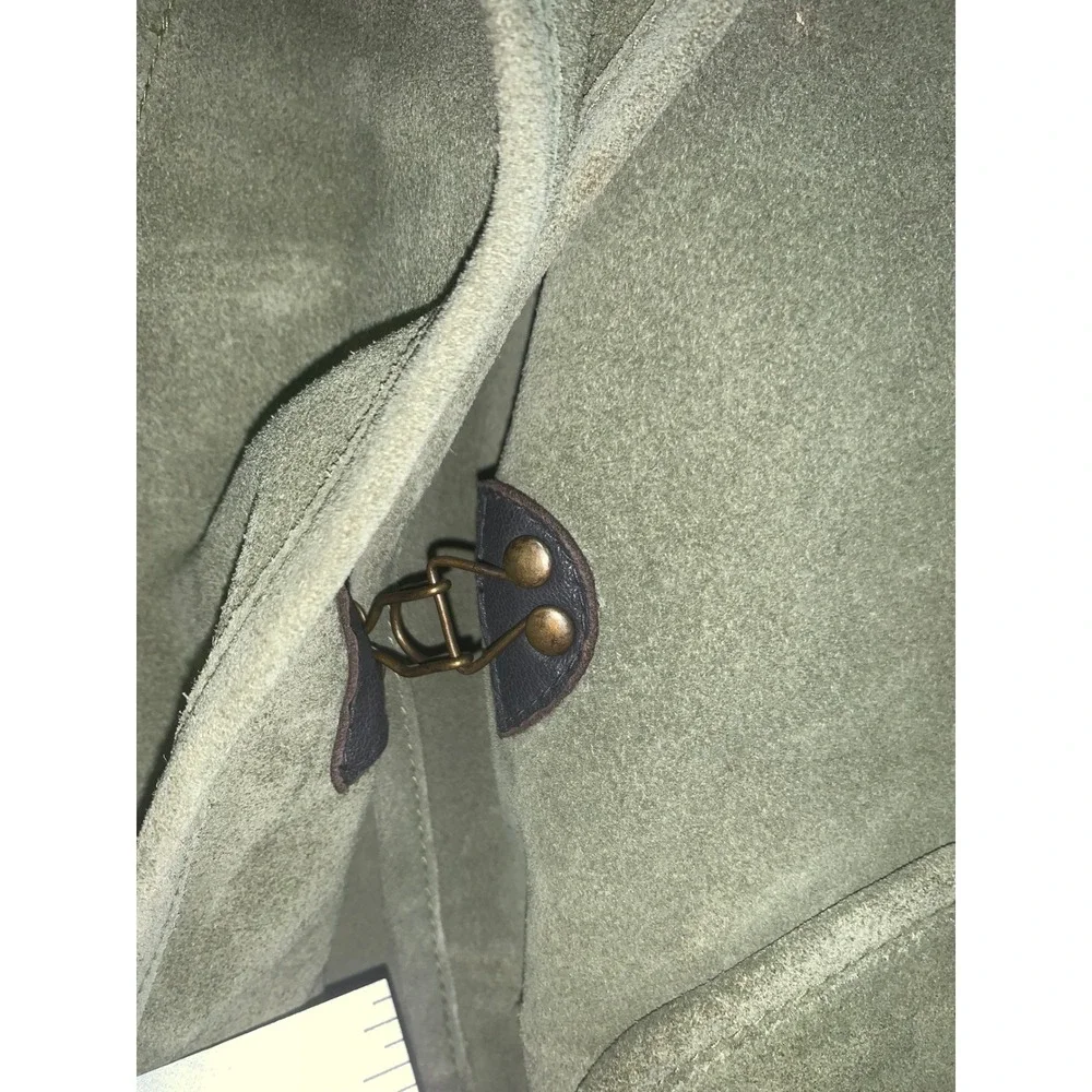 We The Free Free People Green Suede Leather MotUtility Jacket XS Brown Trimo